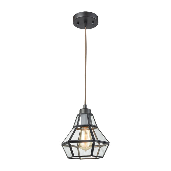 Window Pane 1 Light Pendant In Oil Rubbed Bronze With Clear Glass - Includes Recessed Lighting Kit