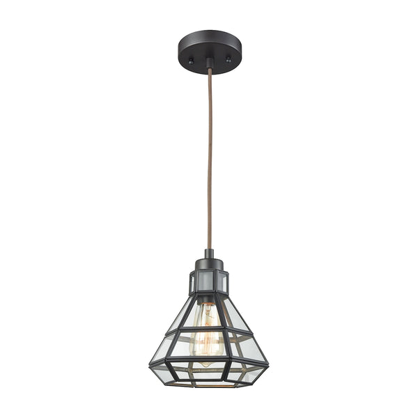 Window Pane 1 Light Pendant In Oil Rubbed Bronze With Clear Glass