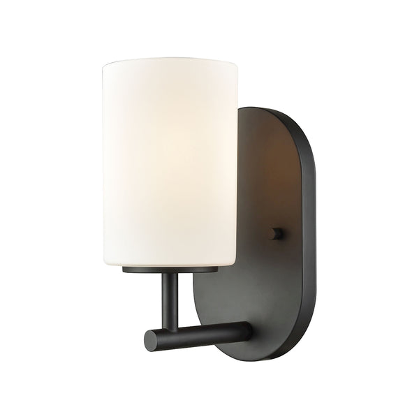 Pemlico 1 Light Vanity In Oil Rubbed Bronze With White Glass