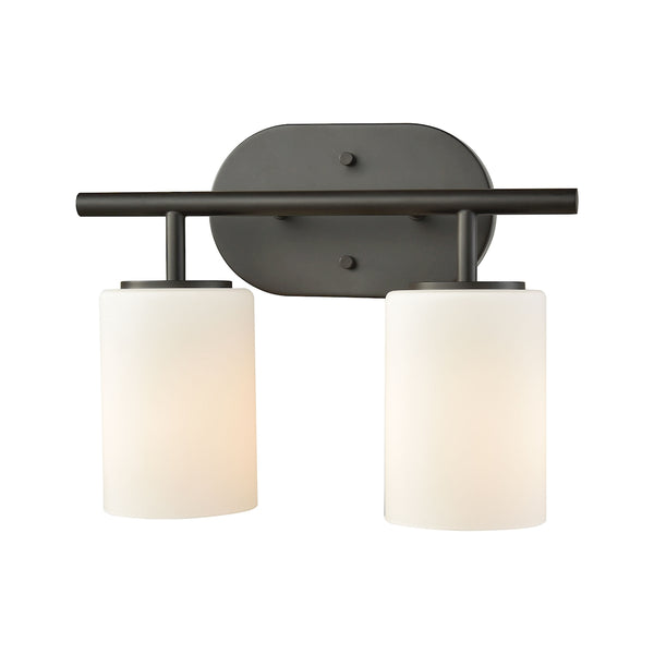 Pemlico 2 Light Vanity In Oil Rubbed Bronze With White Glass