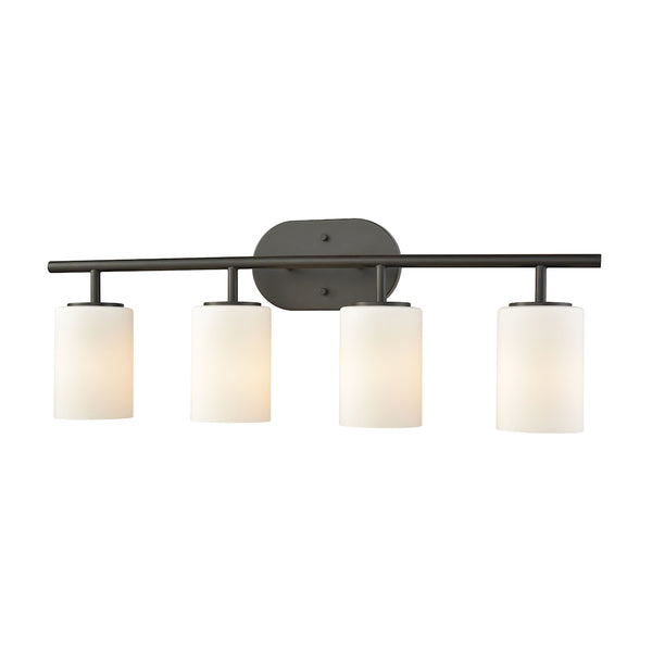 Pemlico 4 Light Vanity In Oil Rubbed Bronze With White Glass