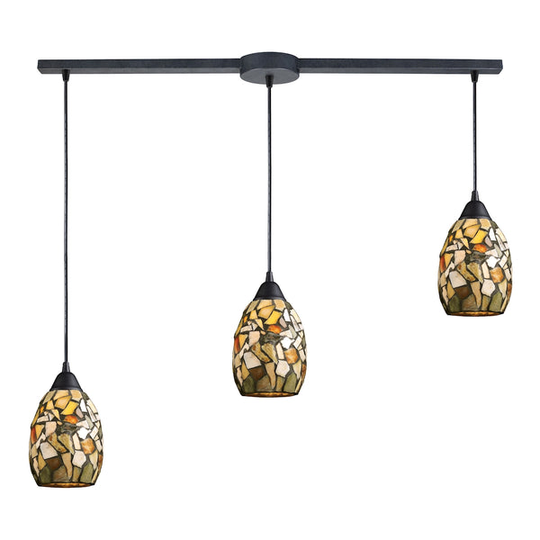 Trego 3 Light Pendant In Dark Rust