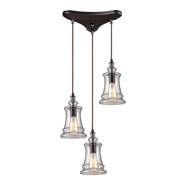 Menlow Park 3 Light Pendant In Oil Rubbed Bronze