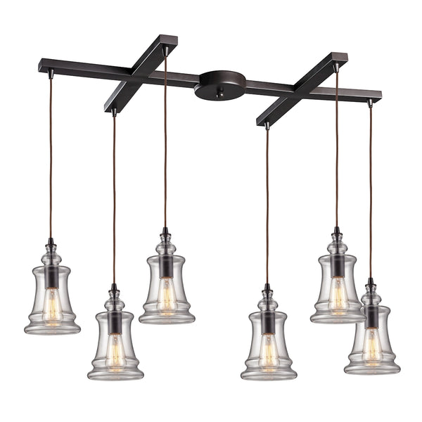 Menlow Park 6 Light Pendant In Oil Rubbed Bronze