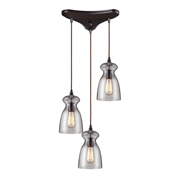 Menlow Park 3 Light Pendant In Oil Rubbed Bronze