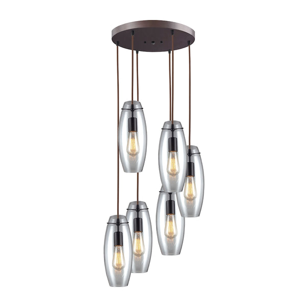 Menlow Park 6 Light Pendant In Oiled Bronze