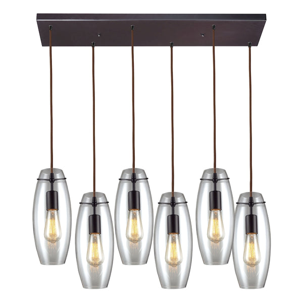 Menlow Park 6 Light Pendant In Oiled Bronze