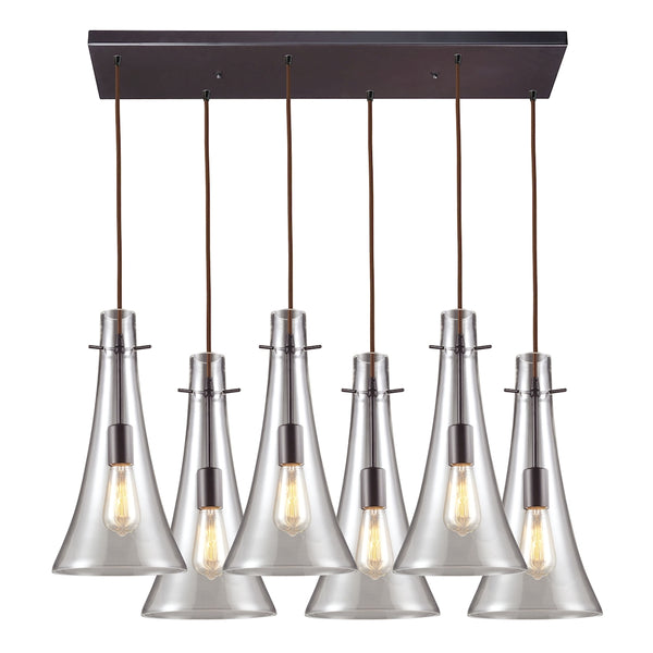 Menlow Park 6 Light Pendant In Oiled Bronze