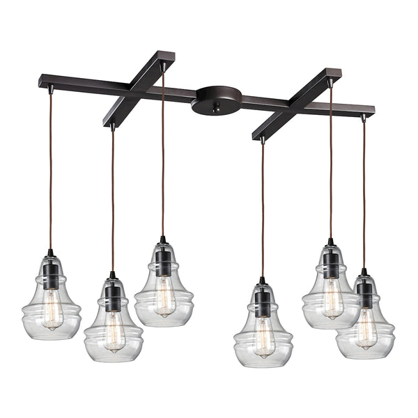 Menlow Park 6 Light Pendant In Oil Rubbed Bronze