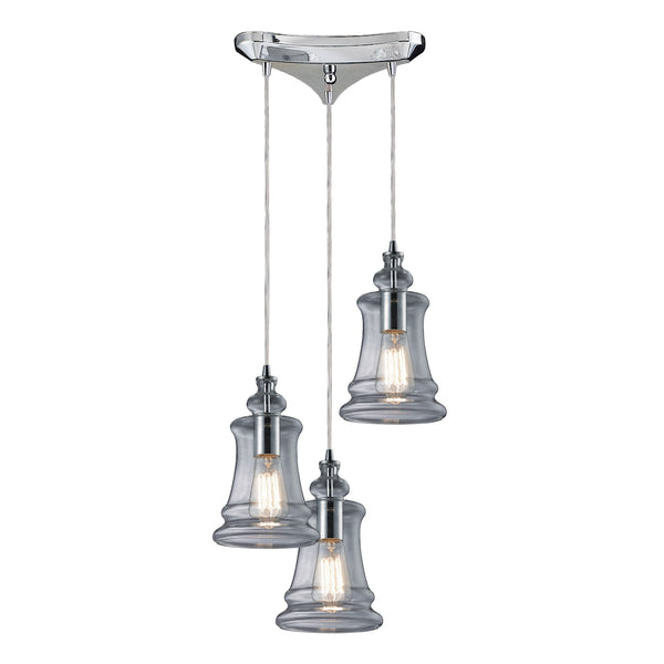 Menlow Park 3 Light Pendant In Polished Chrome