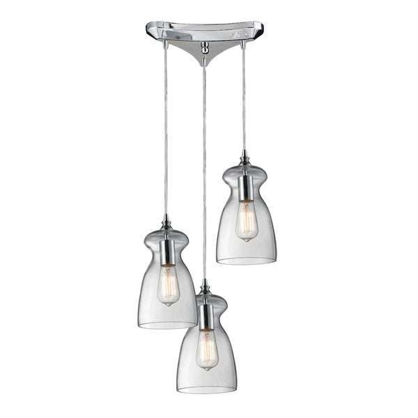 Menlow Park 3 Light Pendant In Polished Chrome