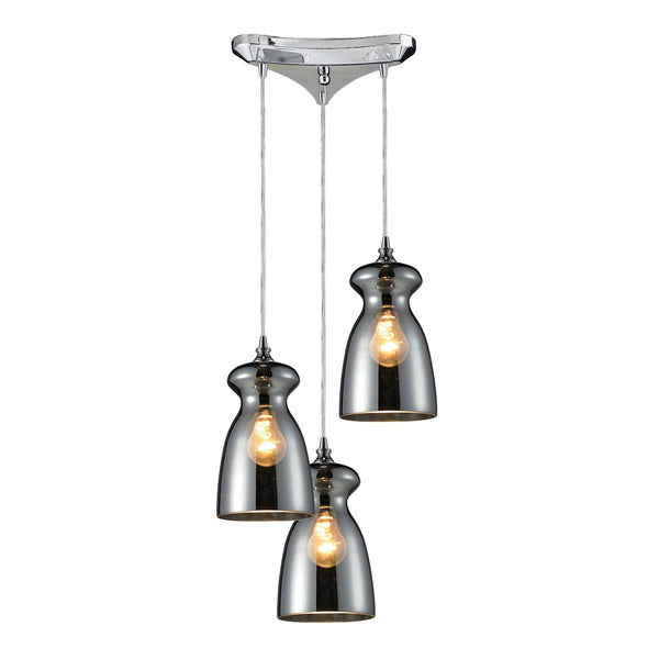 Menlow Park 3 Light Pendant In Polished Chrome