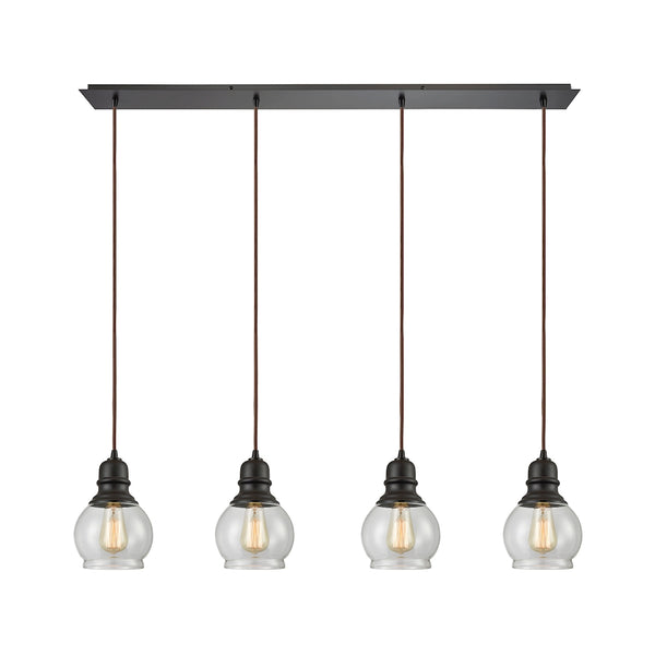 Menlow Park 4 Light Pendant In Oil Rubbed Bronze