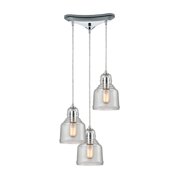 Menlow Park 3 Light Pendant In Polished Chrome