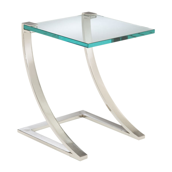 Uptown End Table In Polished Nickel And Clear Glass