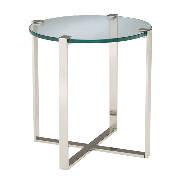 Uptown Side Table In Polished Nickel And Clear Glass