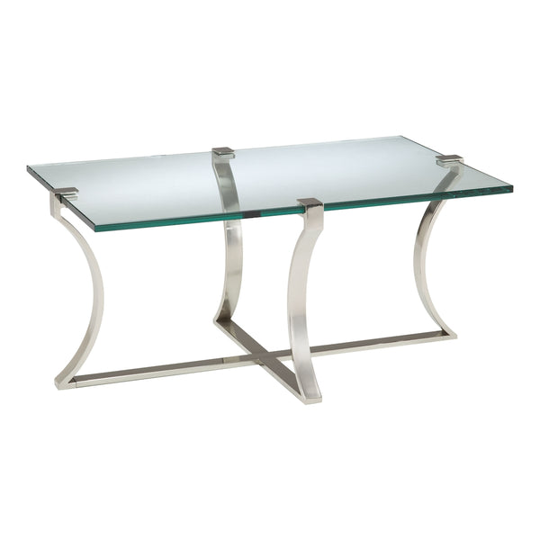 Uptown Cocktail Table In Polished Nickel And Clear Glass