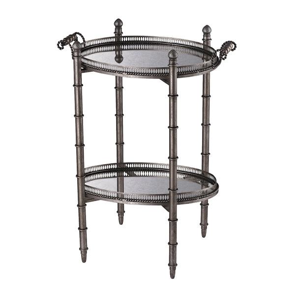 Tyrella Silver Tray Table In Antique Silver