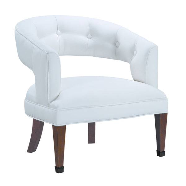 New Hudson Chair In Cherry Finish And White Fabric