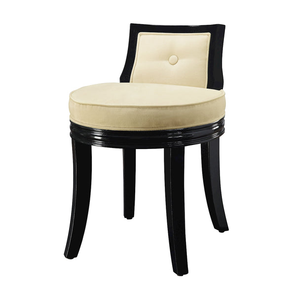 Penelope Accent Bench In Black And Ecru Micro Fiber