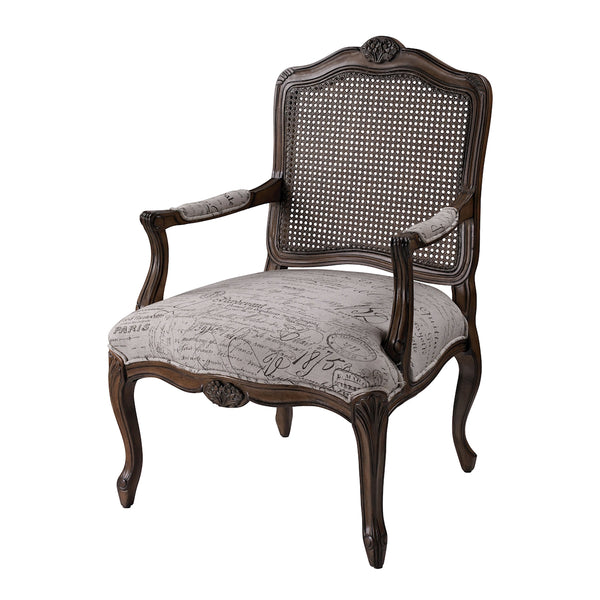 Marianne Arm Chair In Mahogany With French Scroll Linen