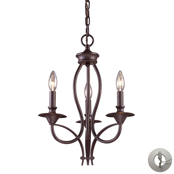 Medford 3 Light Chandelier In Oiled Bronze - Includes Recessed Lighting Kit