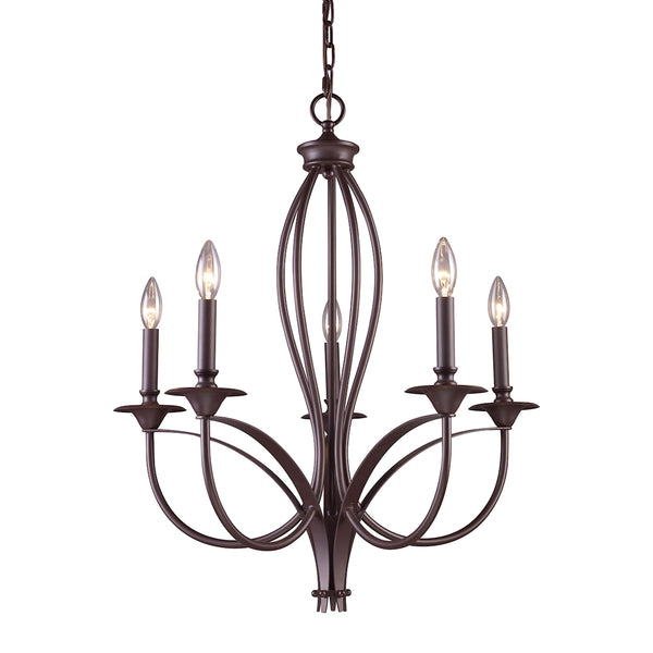 Medford 5 Light Chandelier In Oiled Bronze