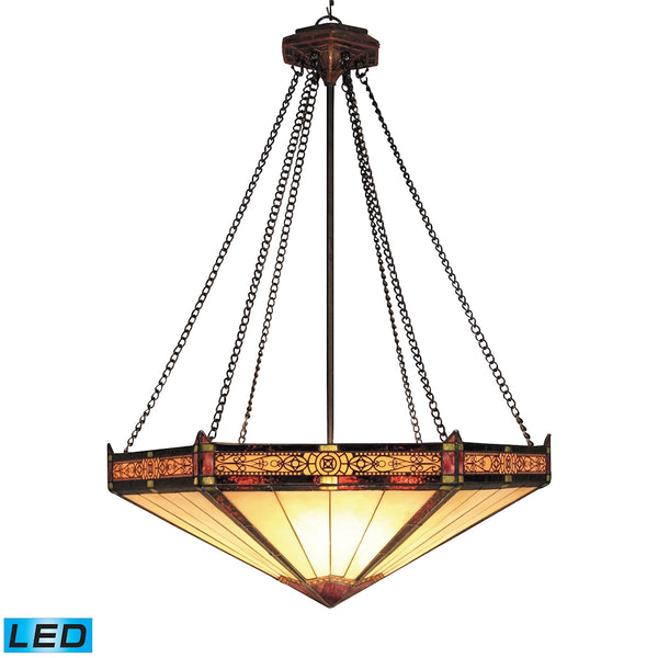 Filigree 3 Light LED Pendant In Aged Bronze