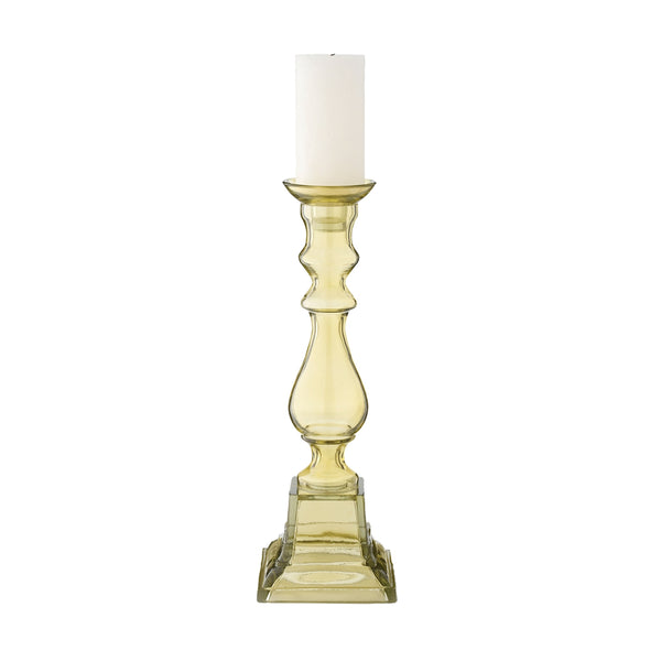 Peridot Glass Knight Pillar Candle Holder - Small