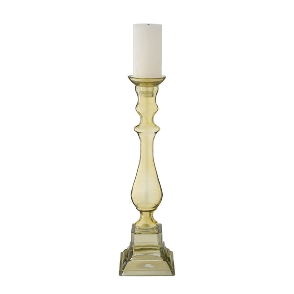 Peridot Glass Knight Pillar Candle Holder - Medium