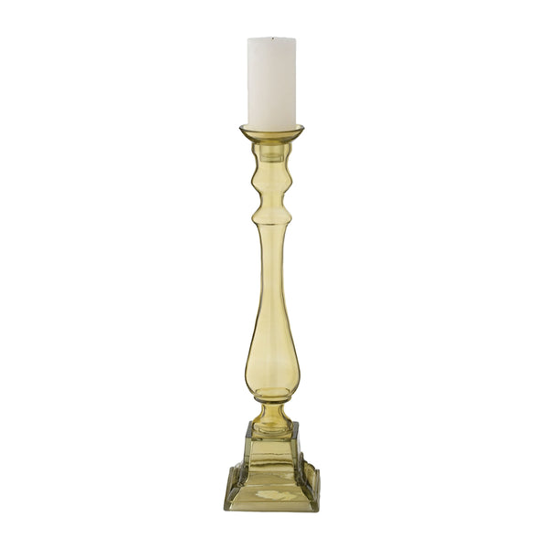 Peridot Glass Knight Pillar Candle Holder - Large