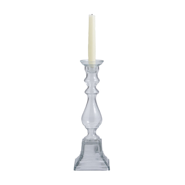 Clear Glass Knight Pillar Candle Holder - Medium
