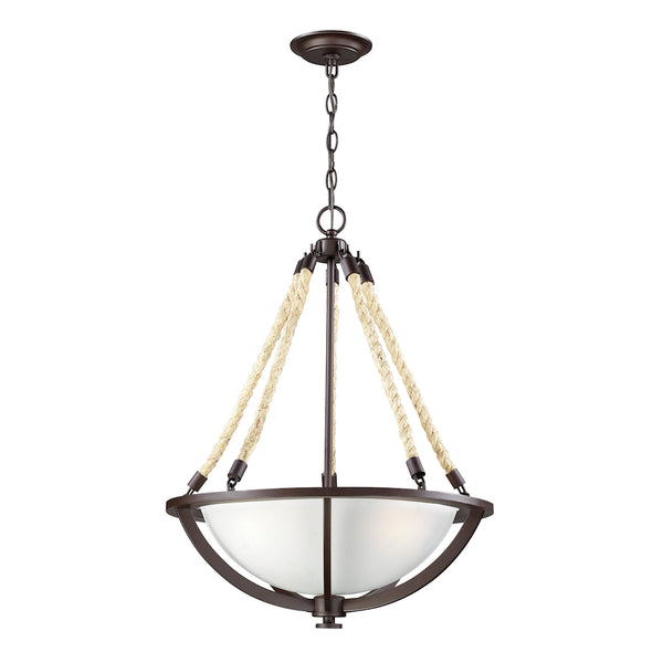 Natural Rope 3 Light Pendant In Aged Bronze