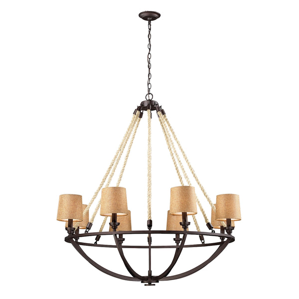 Natural Rope 8 Light Chandelier In Aged Bronze
