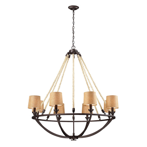 Natural Rope 8 Light Chandelier In Aged Bronze