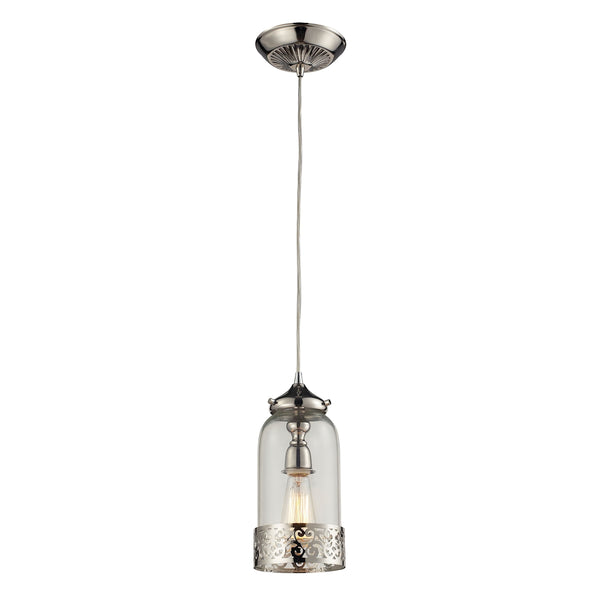 Brookline 1 Light Pendant In Polished Nickel And Clear Glass