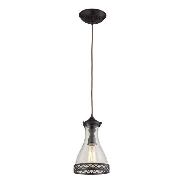 Brookline 1 Light Pendant In Oiled Bronze And Clear Glass