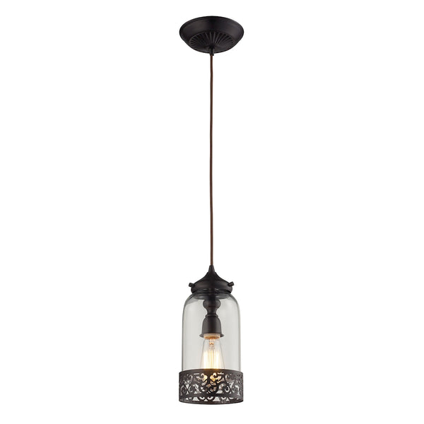 Brookline 1 Light Pendant In Oiled Bronze And Clear Glass