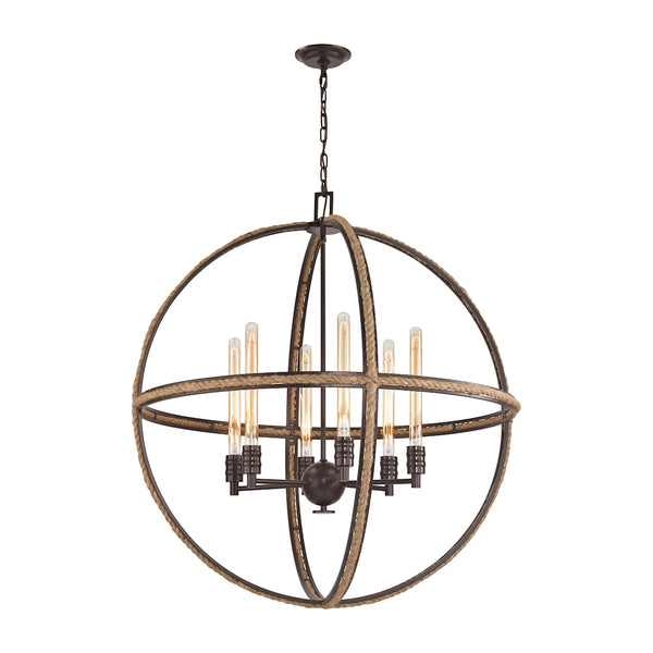 Natural Rope 6 Light Chandelier In Oil Rubbed Bronze
