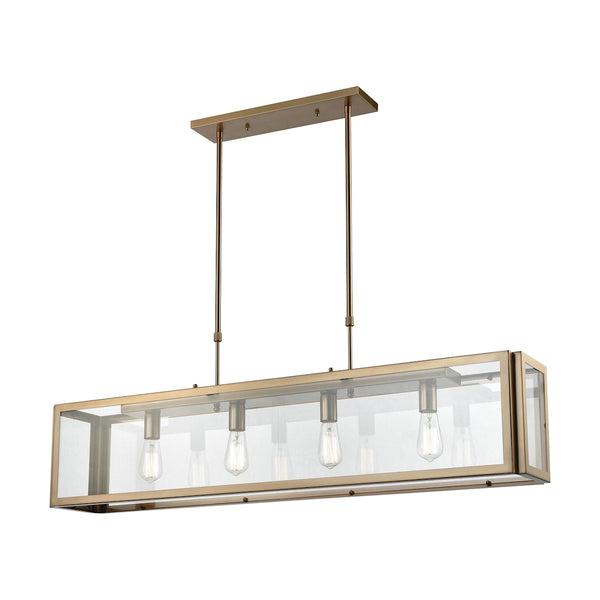 Parameters 4 Light Chandelier In Satin Brass With Clear Glass