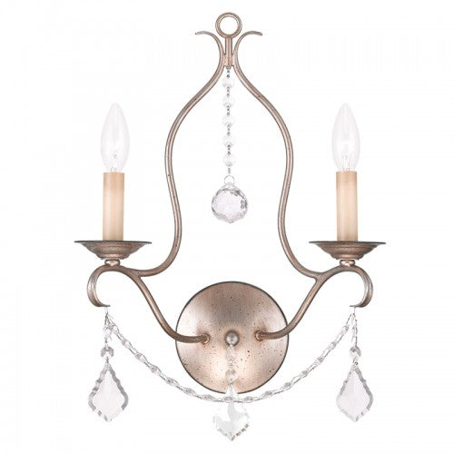 Livex Lighting Chesterfield 2 Light Antique Silver Leaf Wall Sconce