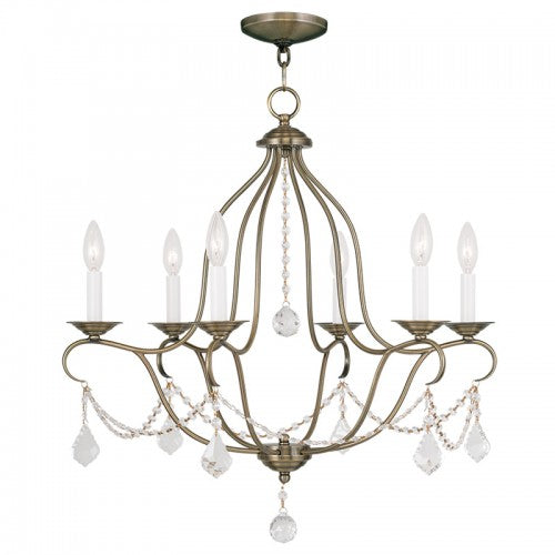 Livex Lighting Chesterfield 6 Light Antique Brass Chandelier