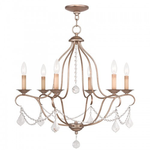 Livex Lighting Chesterfield 6 Light Antique Silver Leaf Chandelier