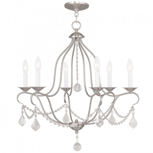 Livex Lighting Chesterfield 6 Light Brushed Nickel Chandelier