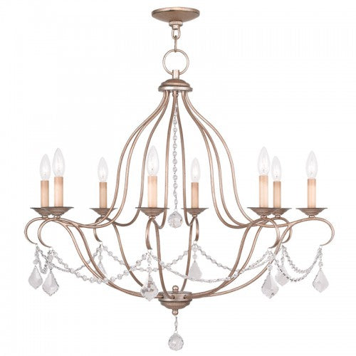 Livex Lighting Chesterfield 8 Light Antique Silver Leaf Chandelier