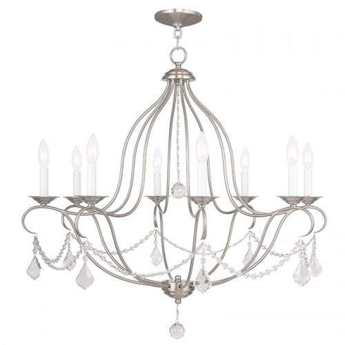 Livex Lighting Chesterfield 8 Light Brushed Nickel Chandelier