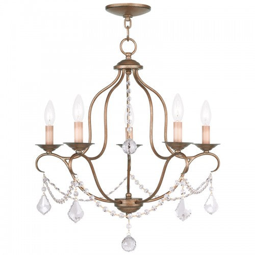 Livex Lighting Chesterfield 5 Light Antique Gold Leaf Chandelier