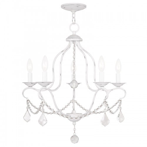 Livex Lighting Chesterfield 5 Light Antique White Chandelier