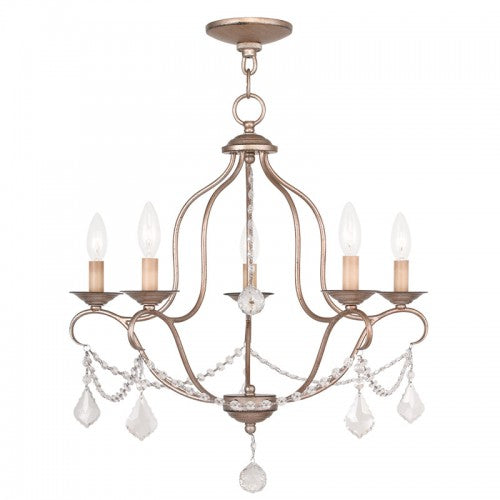 Livex Lighting Chesterfield 5 Light Antique Silver Leaf Chandelier
