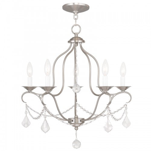 Livex Lighting Chesterfield 5 Light Brushed Nickel Chandelier